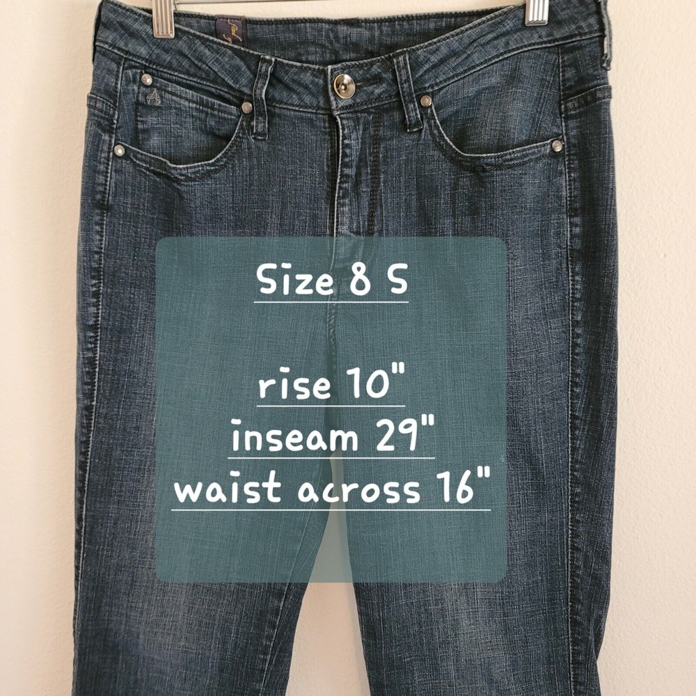 Aura Womens Bootcut Leg Rhinestones Jeans Size 8 S Dark Wash Western Denim - Picture 4 of 15